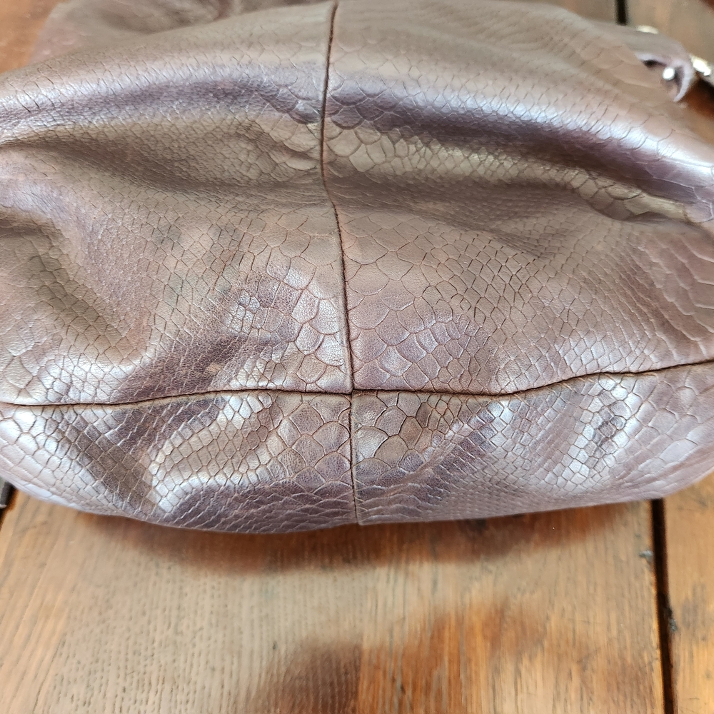 GIANNI CHIARINI Brown Reptile Leather Large Hobo Bag Italy Convertible Luxe EUC - Picture 10 of 10